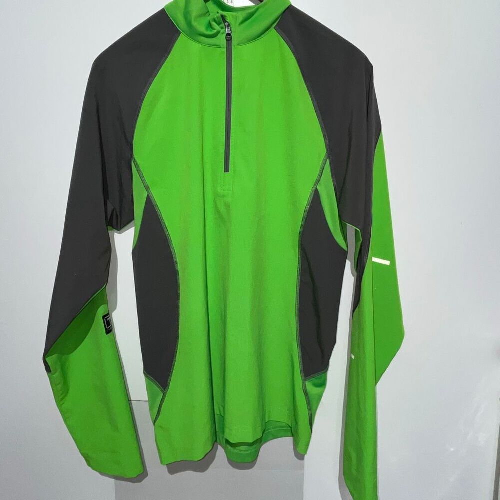 Truewerk B1 Sun Tee Mens Small Lime Green Grey Quarter Zip Long Sleeve‎ Shirt